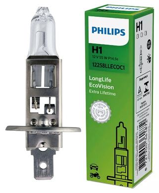 Галогенные лампы Philips LongLife EcoVision H1 55W 3100K (1шт)