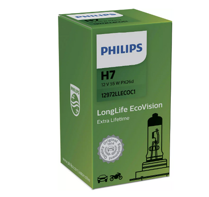 Галогенові лампи Philips LongLife EcoVision H7 55W 3100K (1шт)