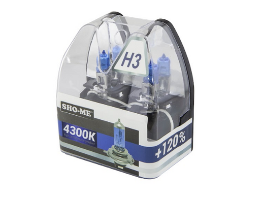 Галогенові лампи Sho-Me Xenon White +120% H3 55W 4300K (2шт)
