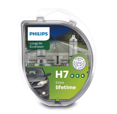 Галогенові лампи Philips LongLife EcoVision H7 55W 3100K blister (2шт)
