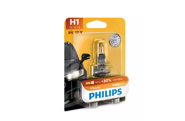 Галогенные лампы Philips Vision +30% H1 55W 3200K blister (1шт)