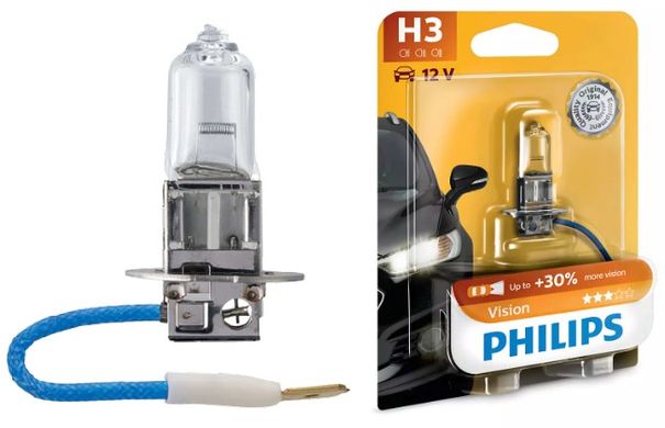 Галогенные лампы Philips Vision +30% H3 55W 3200K blister (1шт)