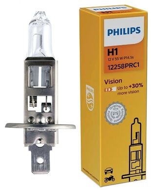 Галогенные лампы Philips Vision +30% H1 55W 3200K (1шт)