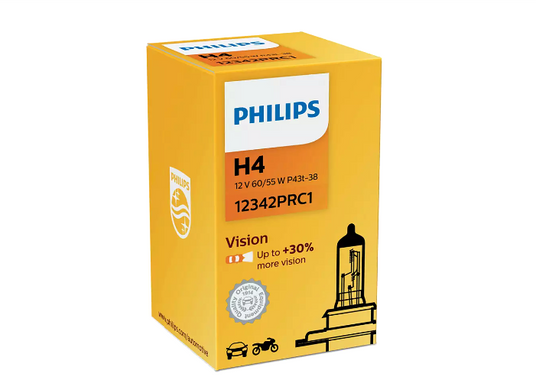 Галогенові лампи Philips Vision +30% H4 55W 3200K (1шт)