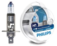 Галогенові лампи Philips WhiteVision +60% H1 55W 3700K (2шт)