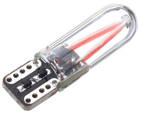Светодиодная лампа GS T10 (W5W) COB GLASS red 12-24V CANBUS (1шт)
